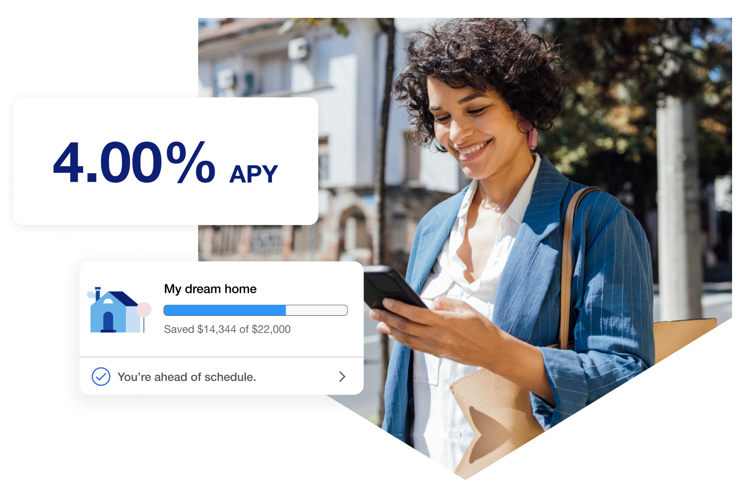 woman smiling after opening an elite money market account with 4.00% APY
