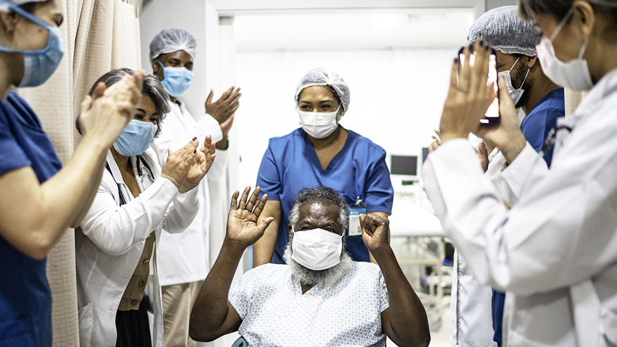 Man leaving hospital