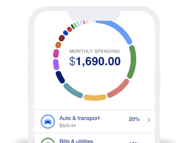 View of monthly spending categories in the U.S Bank mobile app