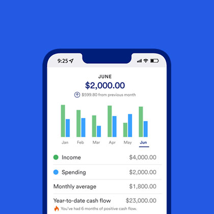 Mobile phone with banking dashboard 