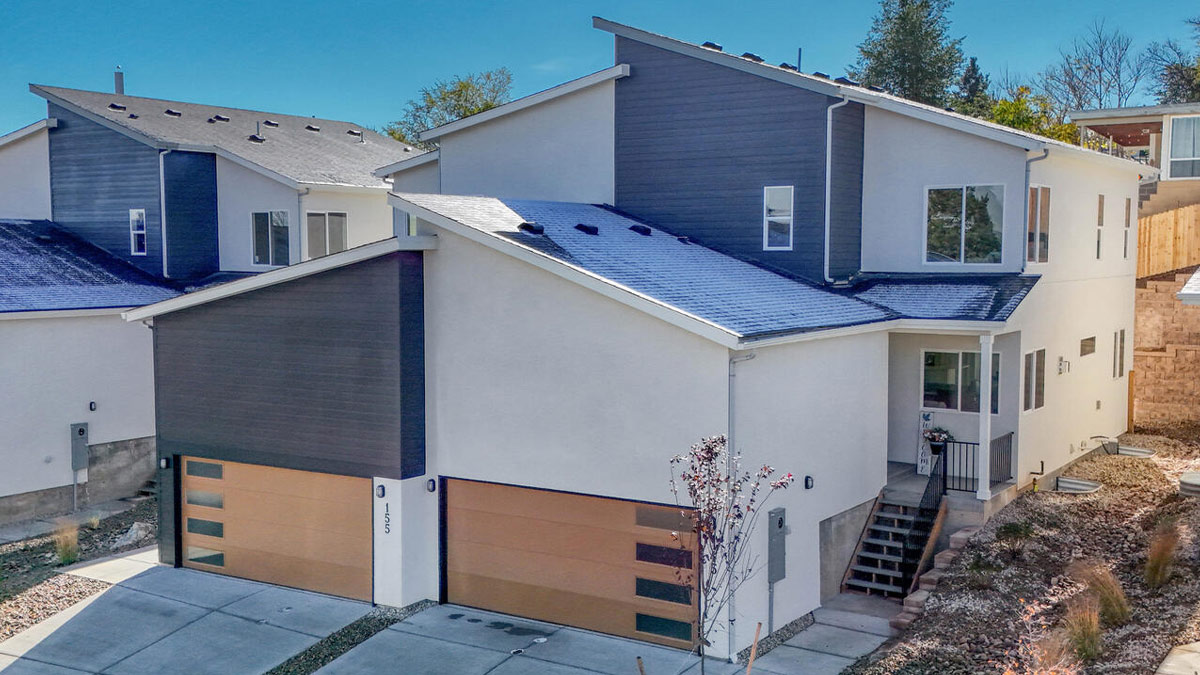 Exterior of a newly built home. 