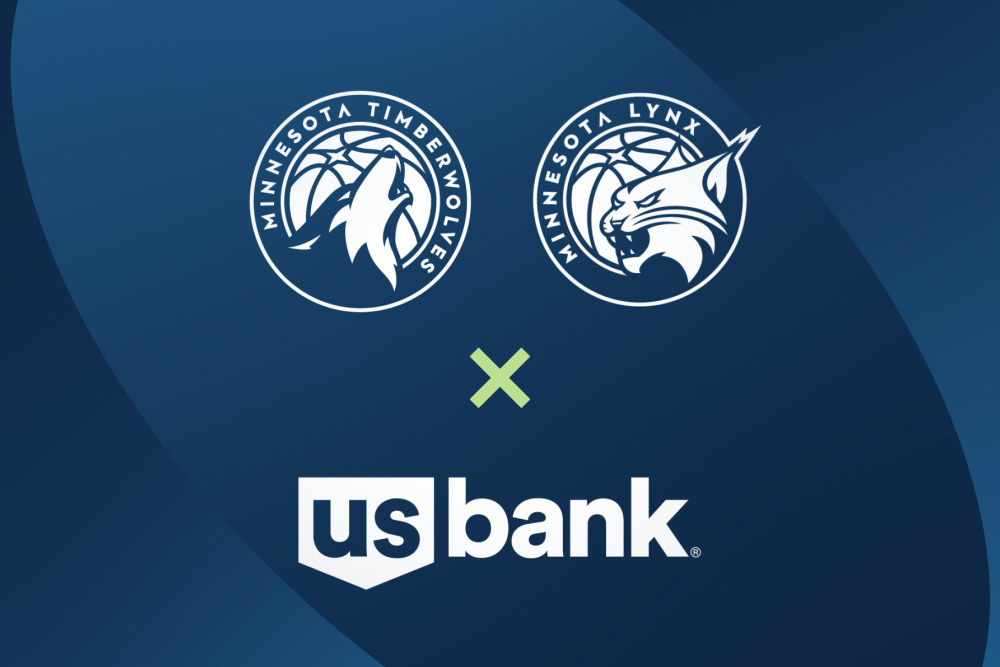 Logos of U.S. Bank and the Timberwolves