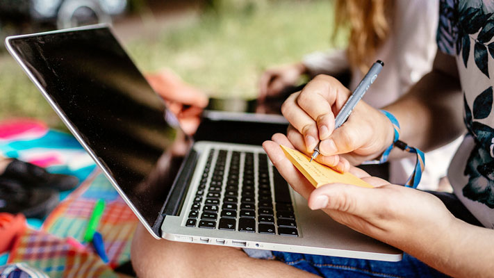 Student studying online