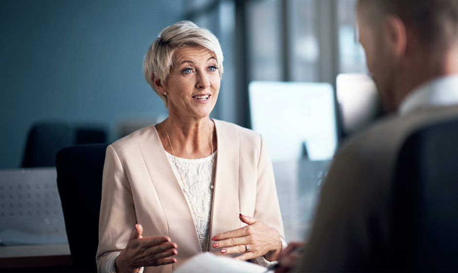 Female business advisor meeting with client