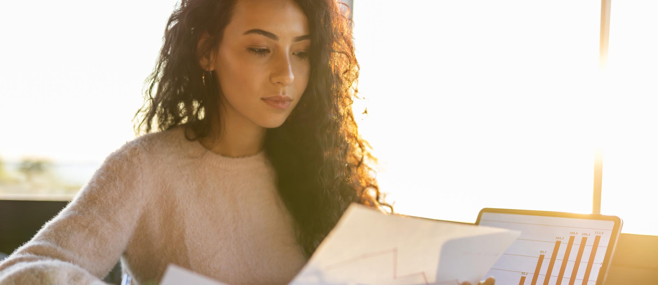 Woman looking at papers