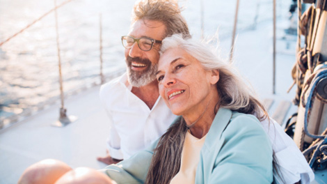 Middle-aged couple on a boat