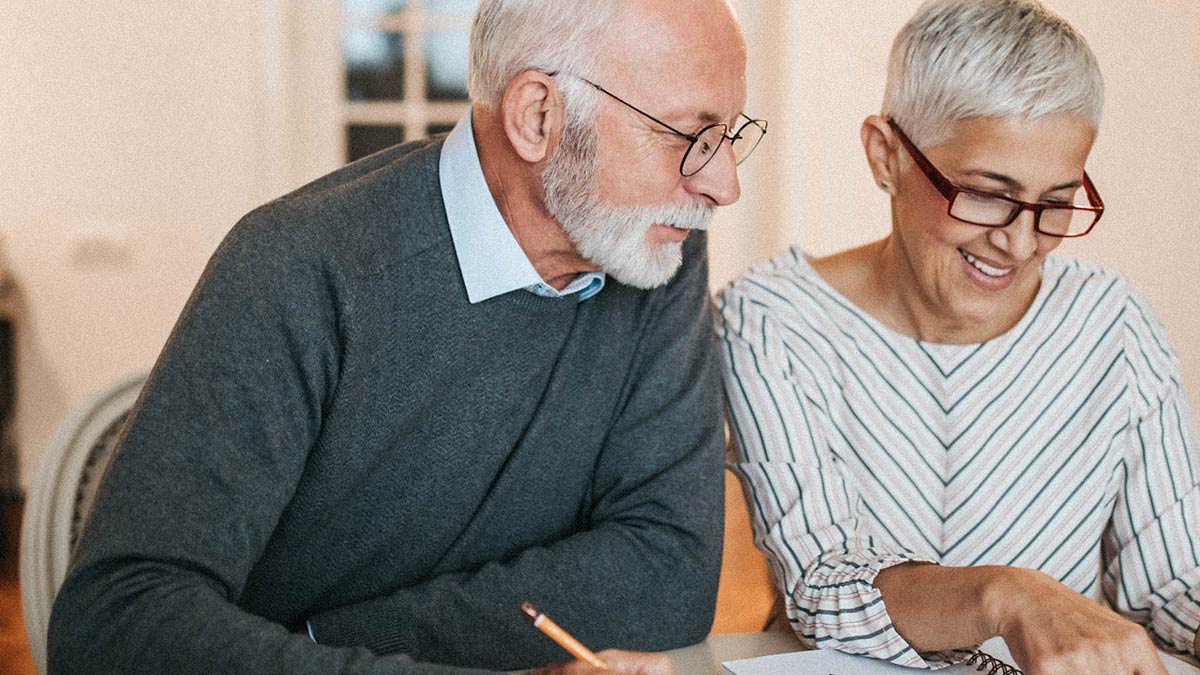 mature couple working together