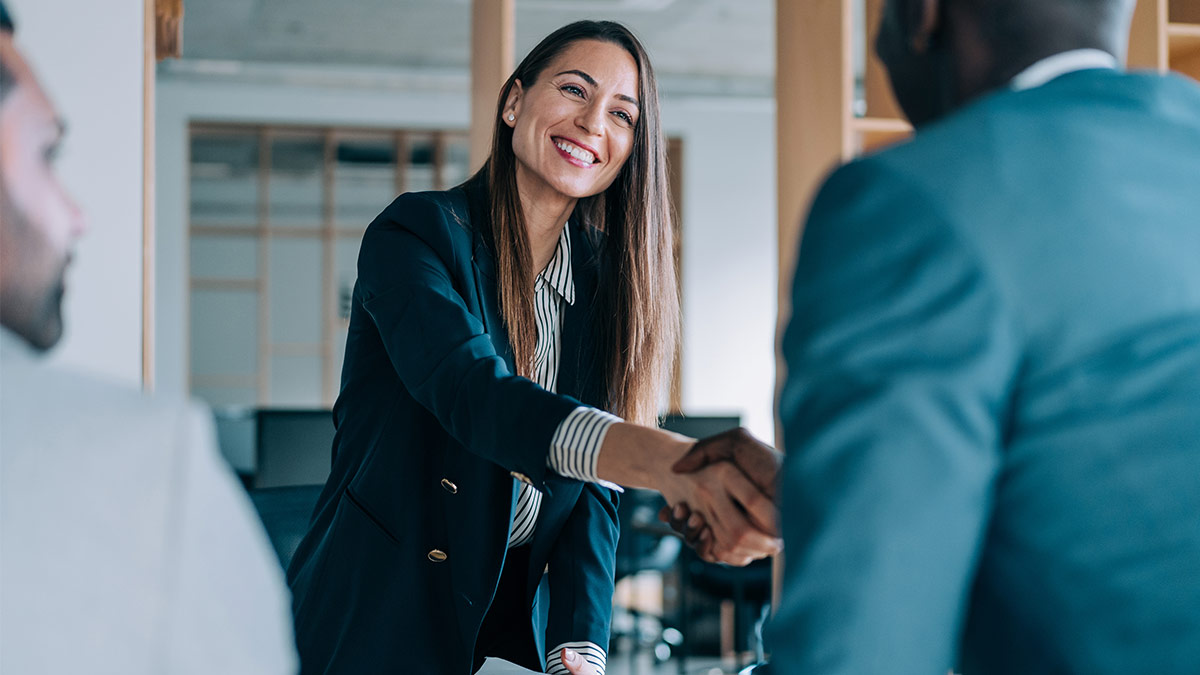 Woman shaking hands