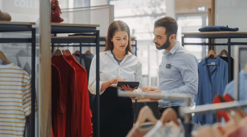 Retail business workers in store