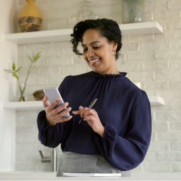 Woman working with phone