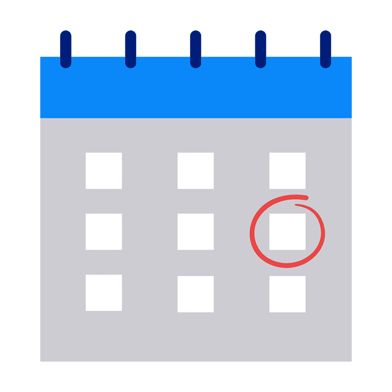 illustration of calendar with a date circled in red