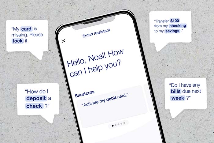 Using Smart Assistant on a phone to manage finances