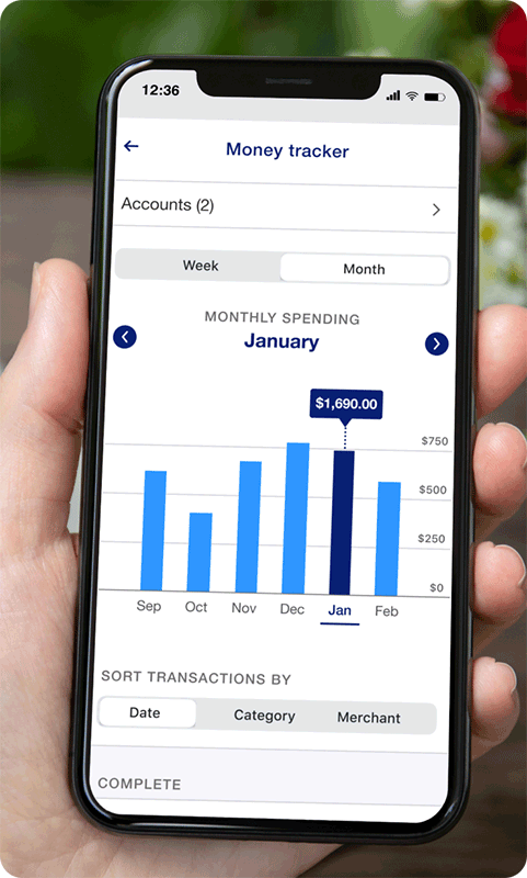 Monthly spending chart on the U.S. Bank Mobile App.